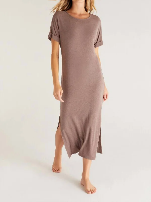 Messin' Around Rib Dress in Dusty Heather Taupe