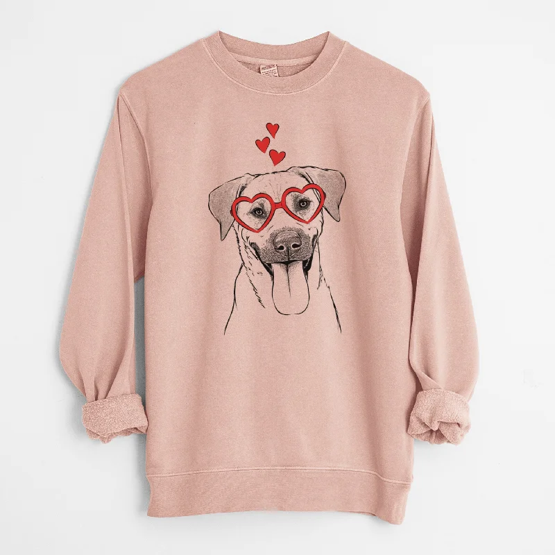 Valentine Koda the Black Mouth Cur - Unisex Pigment Dyed Crew Sweatshirt