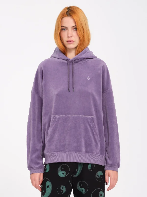 Stone Heart Up Velvet Hoodie - Vintage Violet