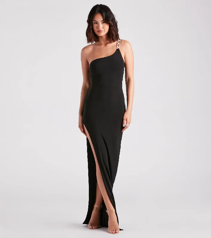 Ellen Formal Rhinestone Strap Long Dress