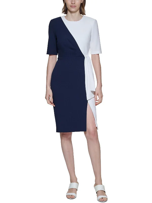 Womens Colorblock Knee Length Sheath Dress