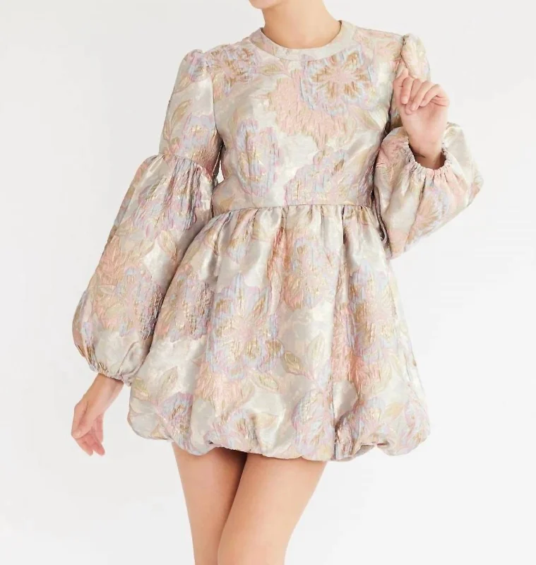 Giselle Dress in Pink Brocade