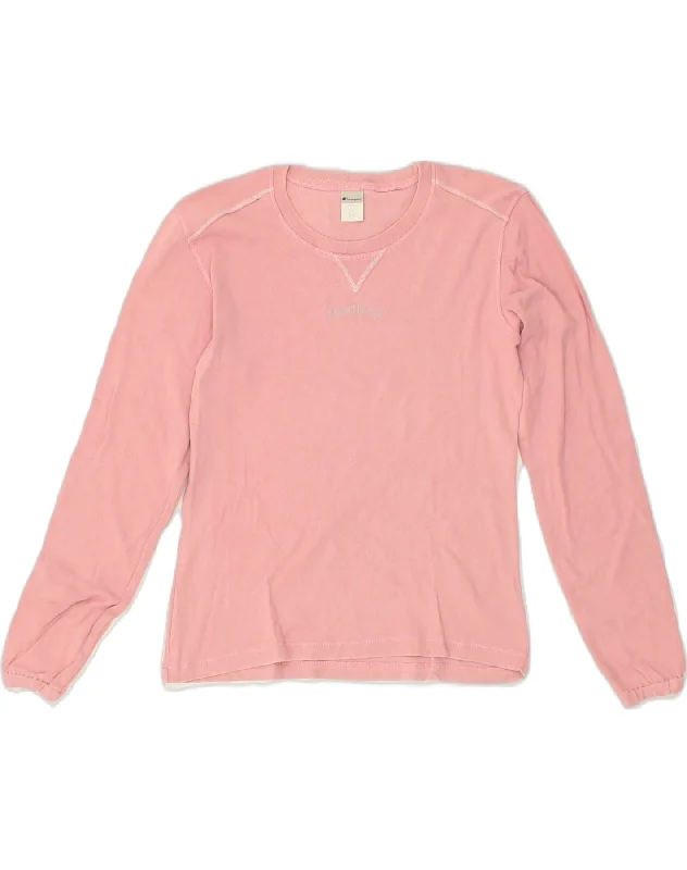 CHAMPION Womens Sweatshirt Jumper UK 12 Medium Pink Cotton