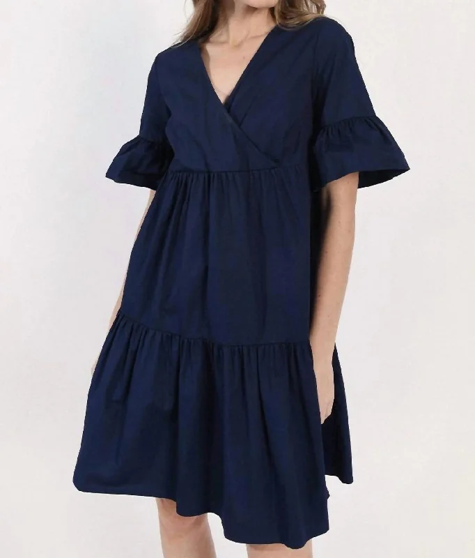 Hale Navy Tiered Dress in Navy