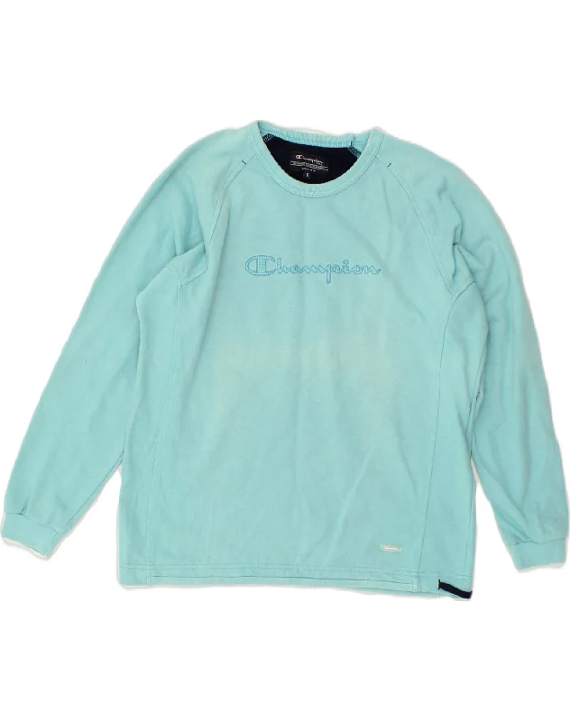 CHAMPION Womens Graphic Sweatshirt Jumper UK 10 Small Blue Cotton