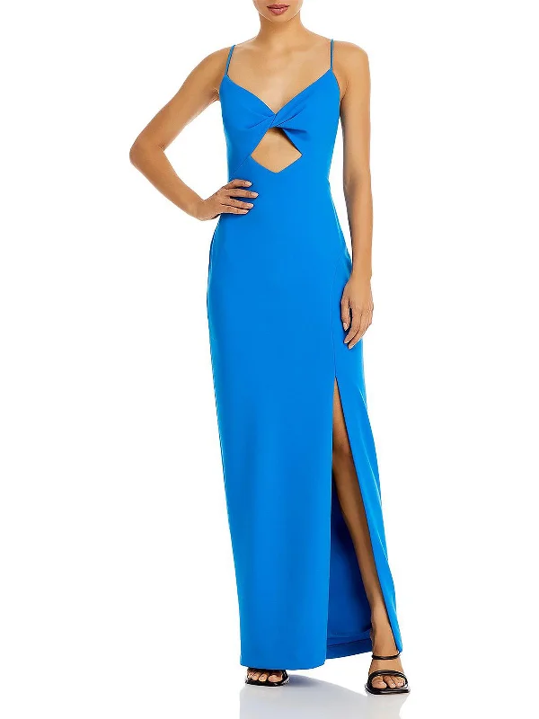 Womens Knot Front Cut-Out Evening Dress