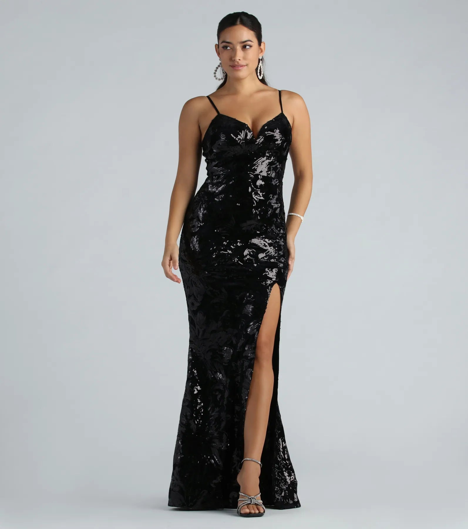 Sandy Formal Velvet Sequin Mermaid Dress