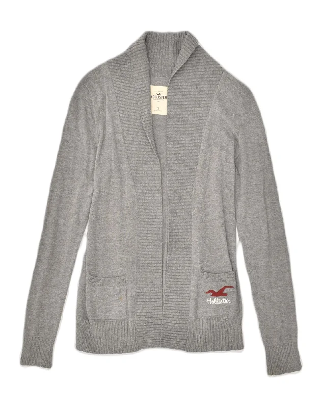 HOLLISTER Womens Cardigan Sweater UK 8 Small Grey Cotton