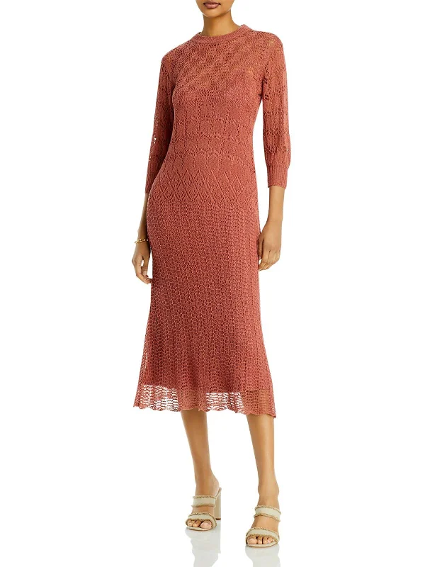 Womens Crochet Midi Sheath Dress