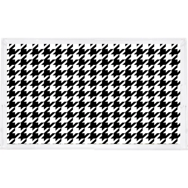 HOUNDSTOOTH BLACK WHITE 22.5X14.5 ACRYLIC TRAY