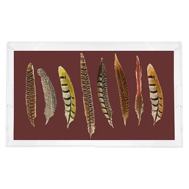 Pheasant Feathers Porto 22.5X14.5 Acrylic Tray