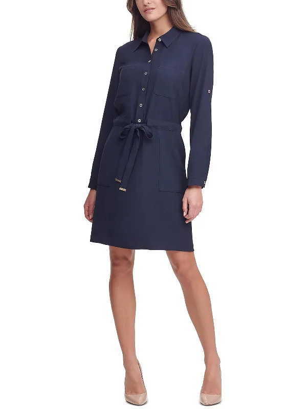 Womens Collar Mini Shirtdress