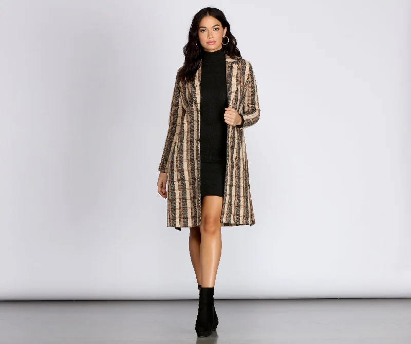 Plaid And Simple Long Coat