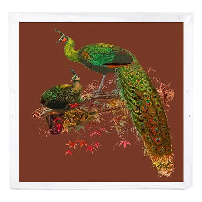 Family Pheasants Rust 18X18 Acrylic Tray