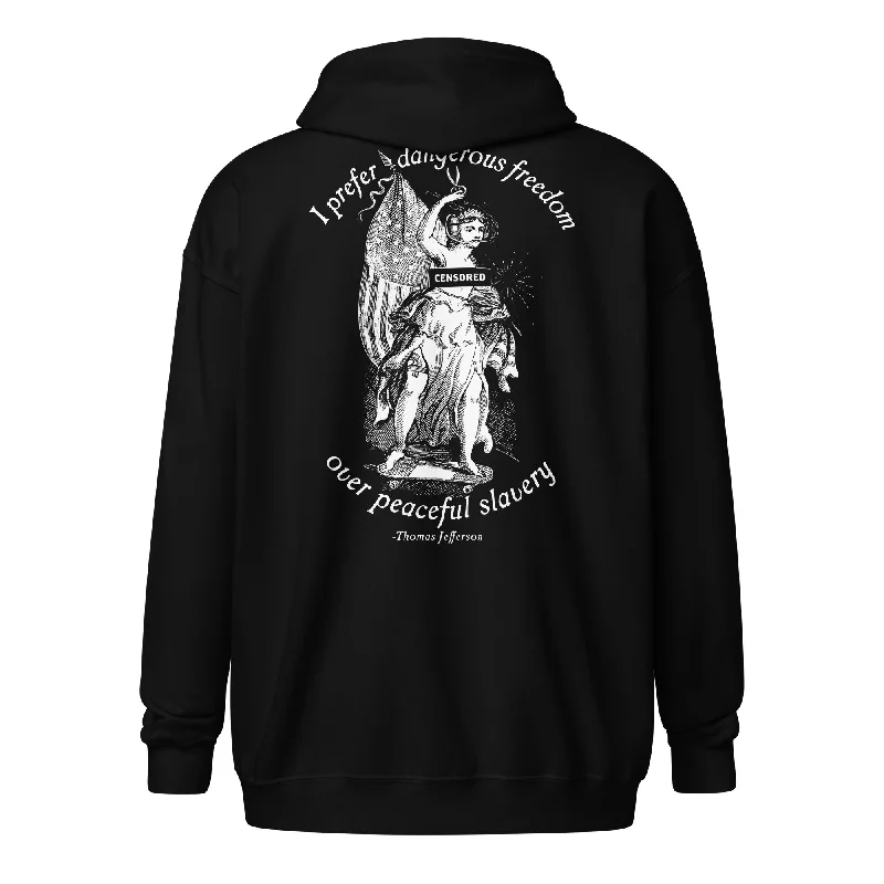 I Prefer Dangerous Freedom Jefferson Quote Heavy Blend Zip Hoodie