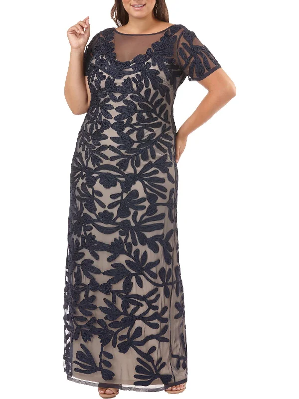 Plus Womens Soutche Maxi Evening Dress