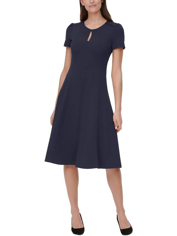 Womens Keyhole Knee Length Fit & Flare Dress