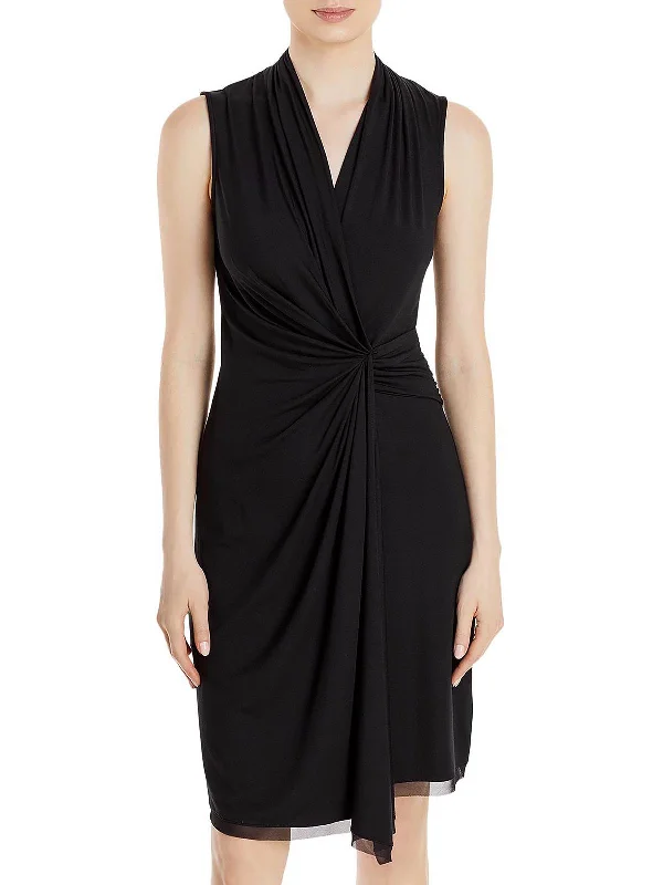 Womens Surplice Midi Wrap Dress