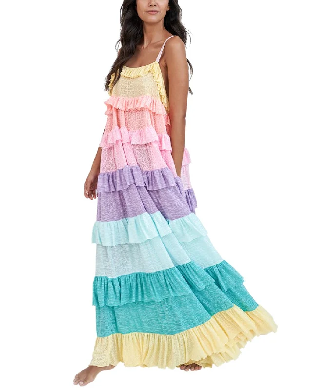 Pitusa Rainbow Ruffle Tiered Maxi Dress