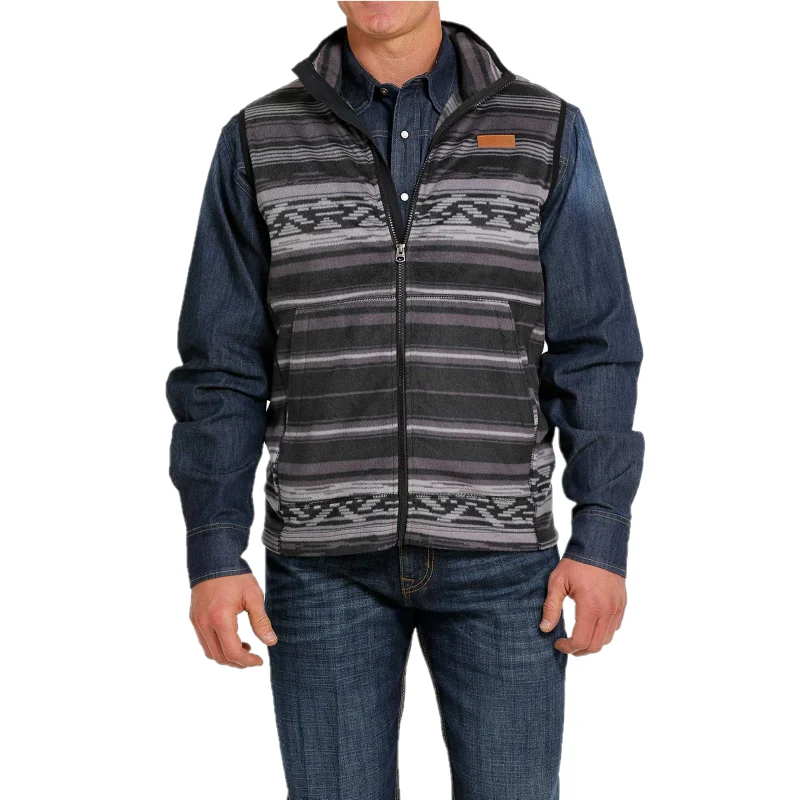 Cinch® Men's Striped Polar Fleece Black Vest MWV1585002