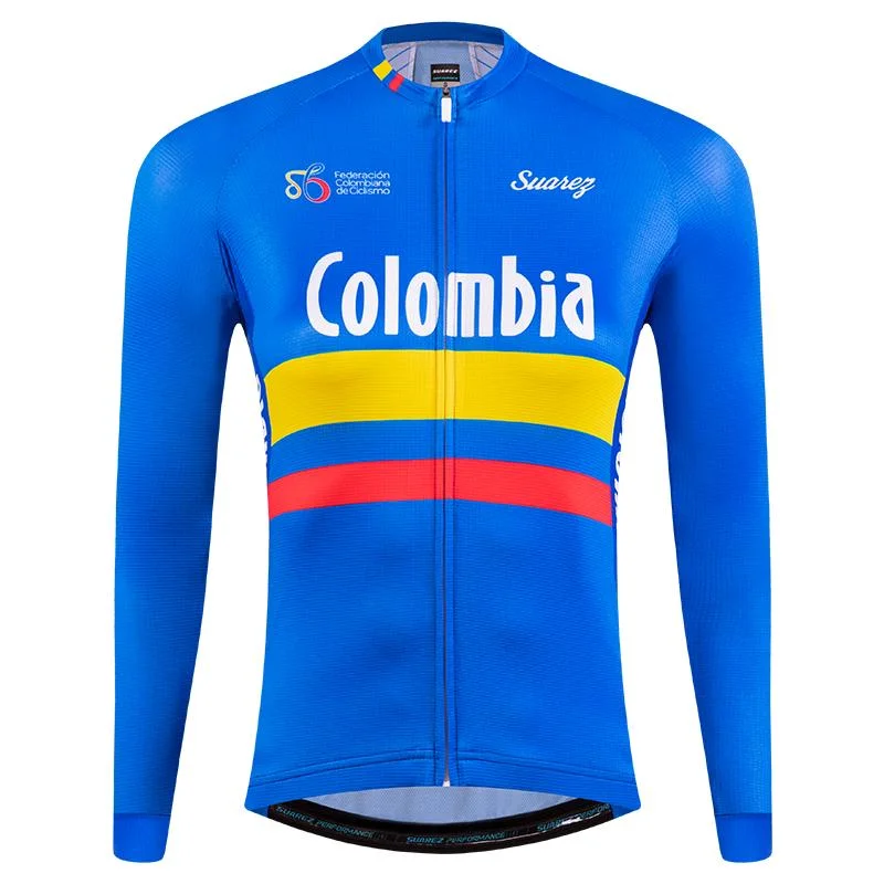 Colombian Federation Womens Performance Long Sleeve Cycling Jersey in Blue by Suarez