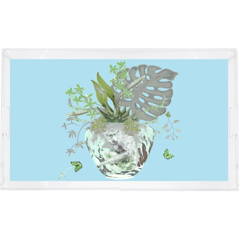 Monkey Jungle Bedford Powder Blue Large 22.5X14.5" Acrylic Tray