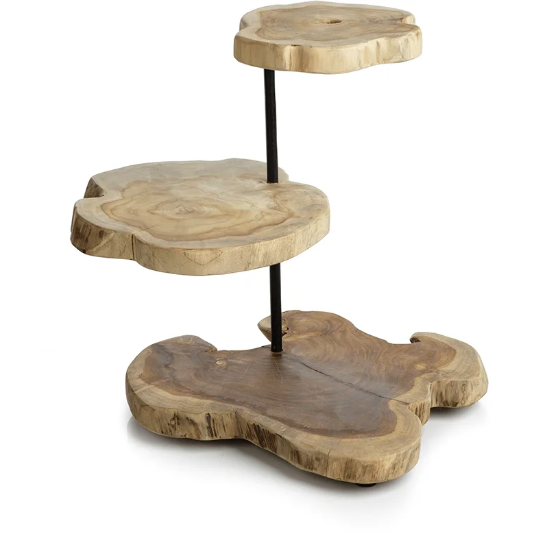 Banda 3-Tier Teak Root Serving Tray