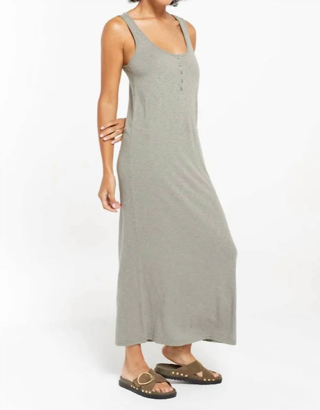 Miley Slub Midi Dress in Dusty Sage