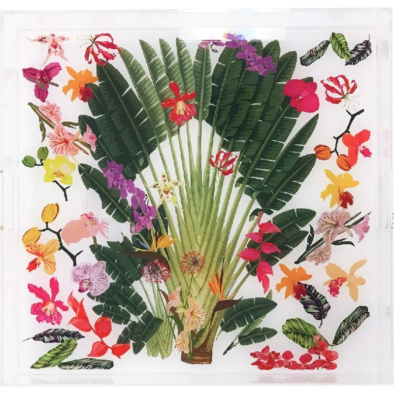 FANTASY TROPICAL WHITE 18X18" ACRYLIC TRAY