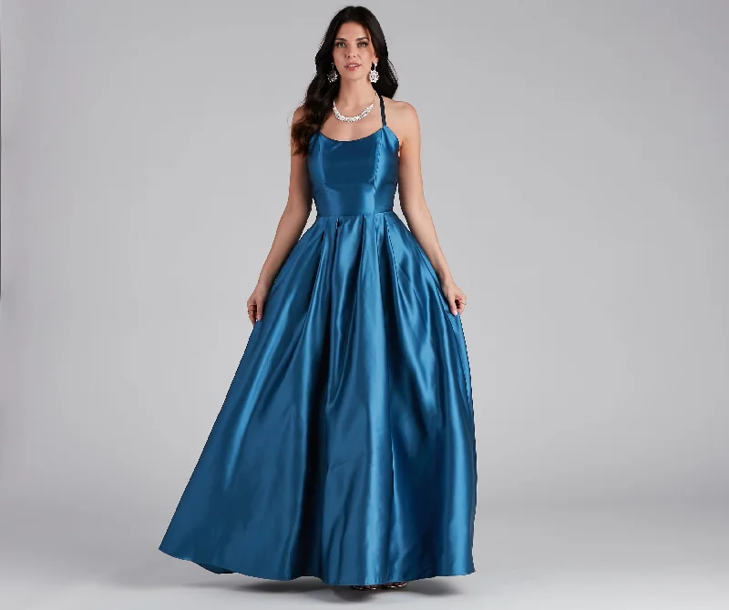 Christine Sleeveless Satin Ball Gown