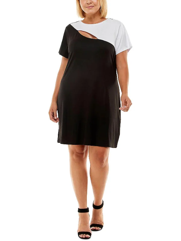 Plus Womens Colorblock Juniors T-Shirt Dress