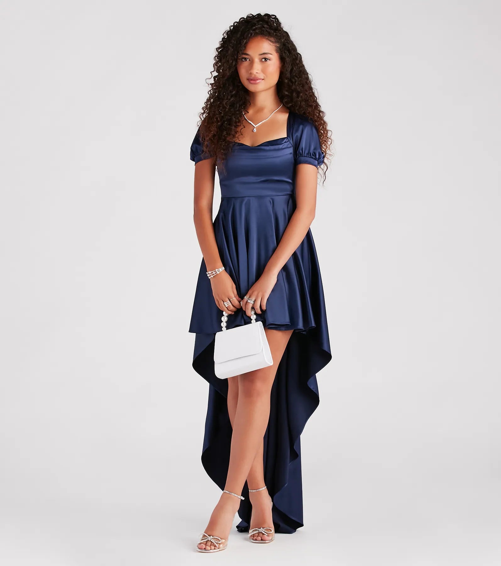 Traci Formal Satin High Low A-Line Dress