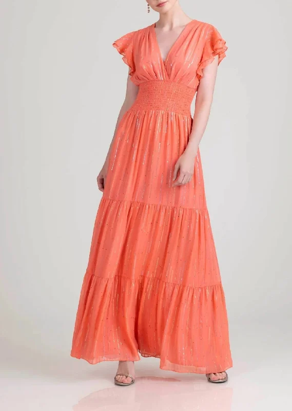 Midnight Brenda Dress in Coral