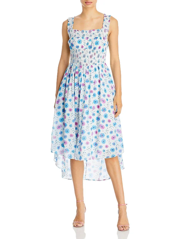 Pasha Womens Floral Print Hi-Low Midi Dress