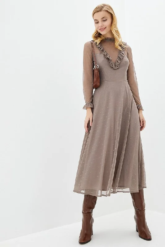 Arefeva Grey & Brown Dress