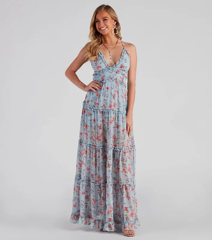 Quinn Formal Floral Ruffled A-Line Dress