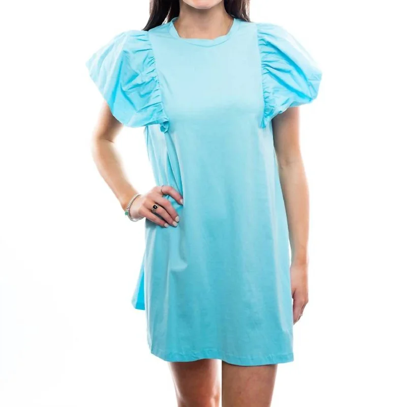 Ruffle T Shirt Dress in Blue