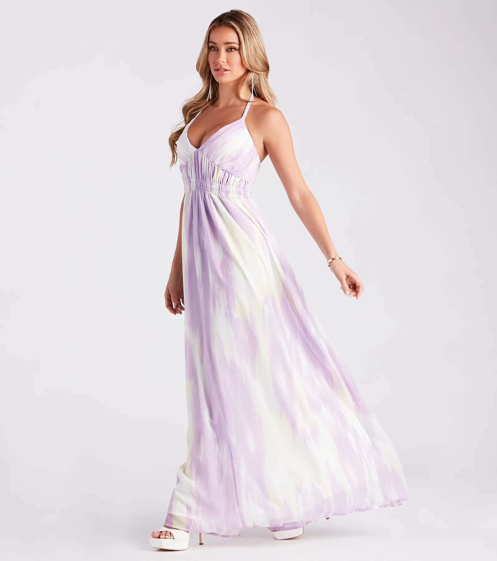 Living In Color Chiffon Halter Maxi Dress