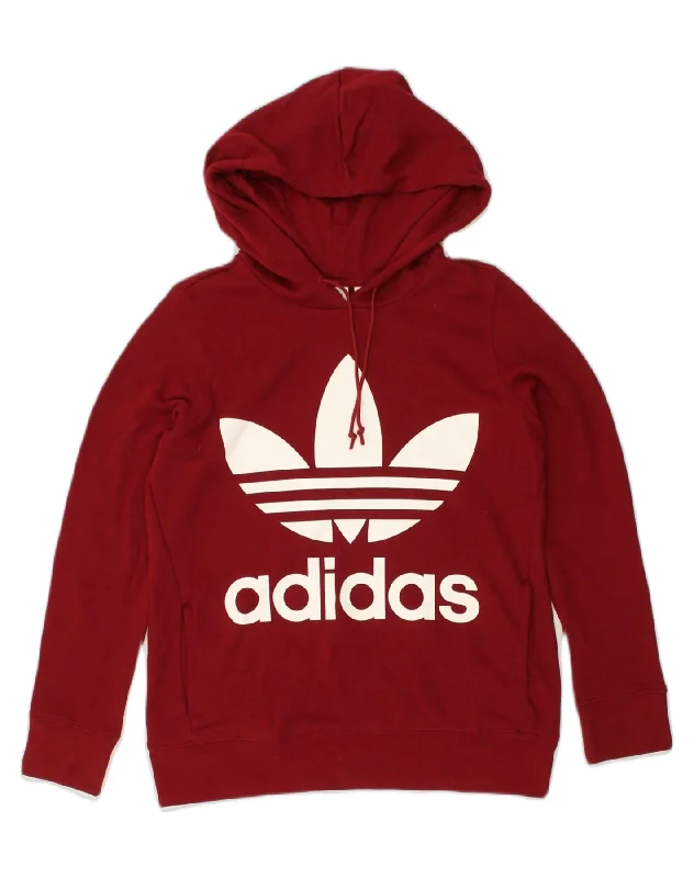 ADIDAS Womens Graphic Hoodie Jumper UK 10 Small Red Cotton