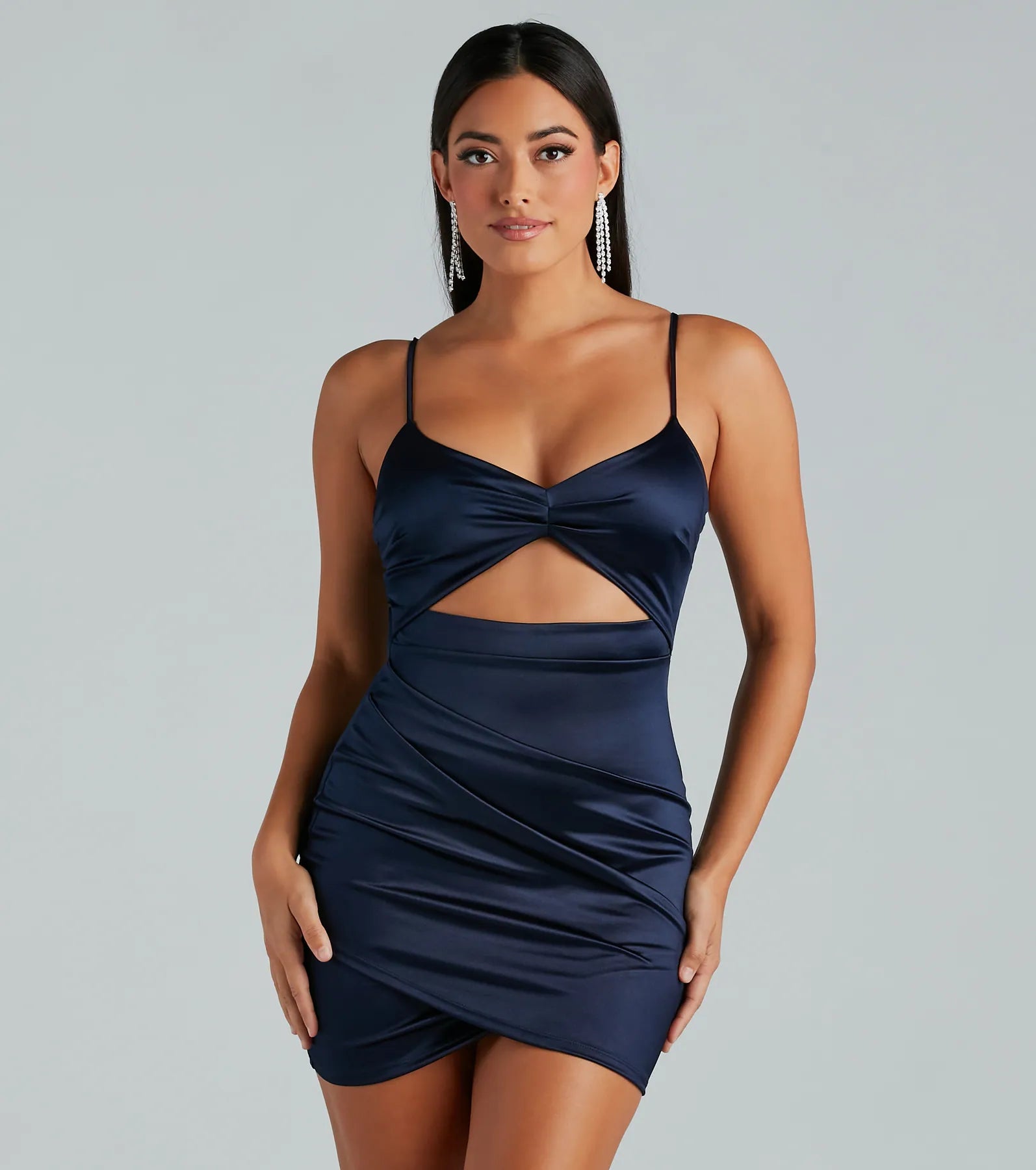 Major Heat Satin Cutout Mini Dress