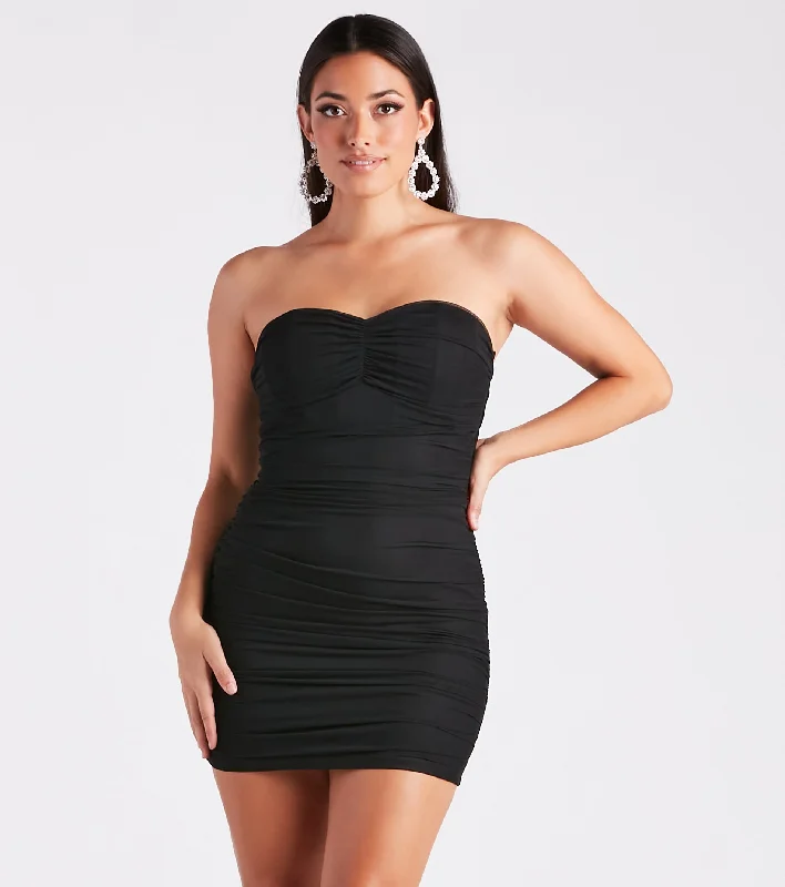 Miss Hot Mesh Strapless Mini Dress