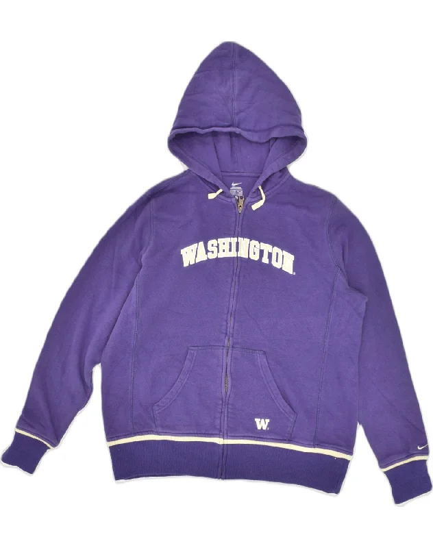 NIKE Womens Washington Graphic Zip Hoodie Sweater UK 18 XL Purple Cotton