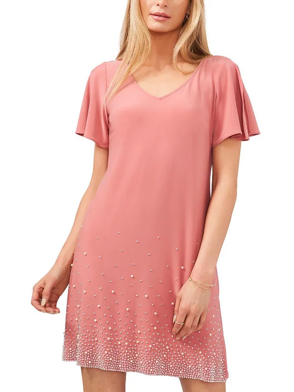 Plus Womens Split Sleeves Above Knee Cocktail Dress