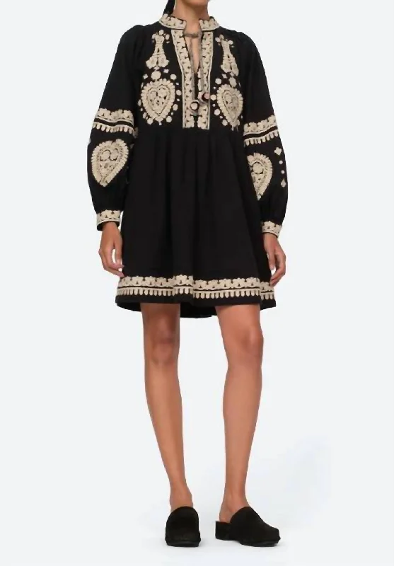 Holly Soutache Mini Dress in Black