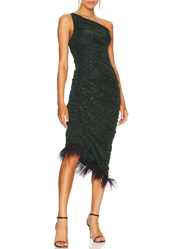 Hilaria Dress in Black/Emerald