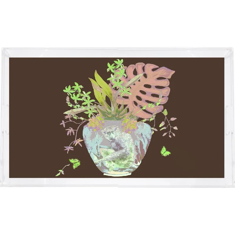 Monkey Jungle Chocolatte Lime Large 22.5X14.5" Acrylic Tray