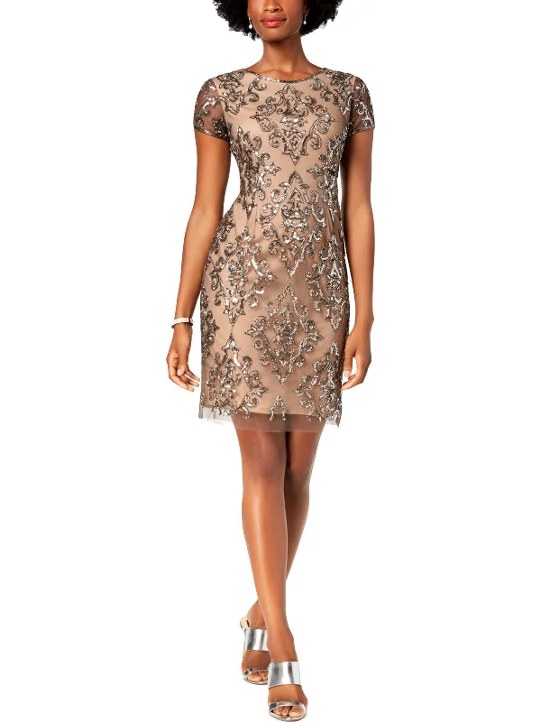 Womens Beaded Short Cocktail Dress