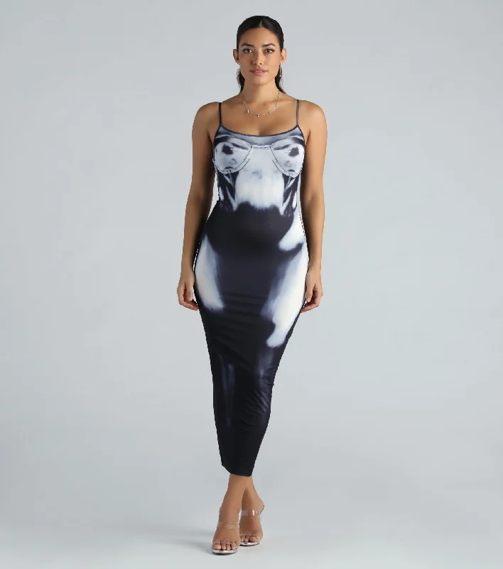 See Through Me X-Ray Graphic Maxi Dress