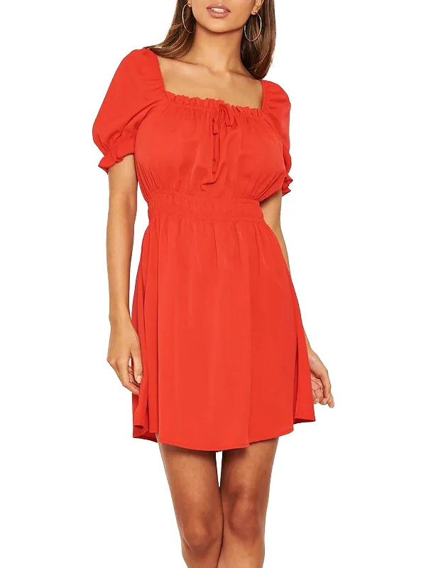 Womens Ruffled Short Sleeve Mini Dress