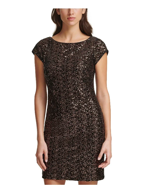 Womens Sequin Velvet Sheath Dress